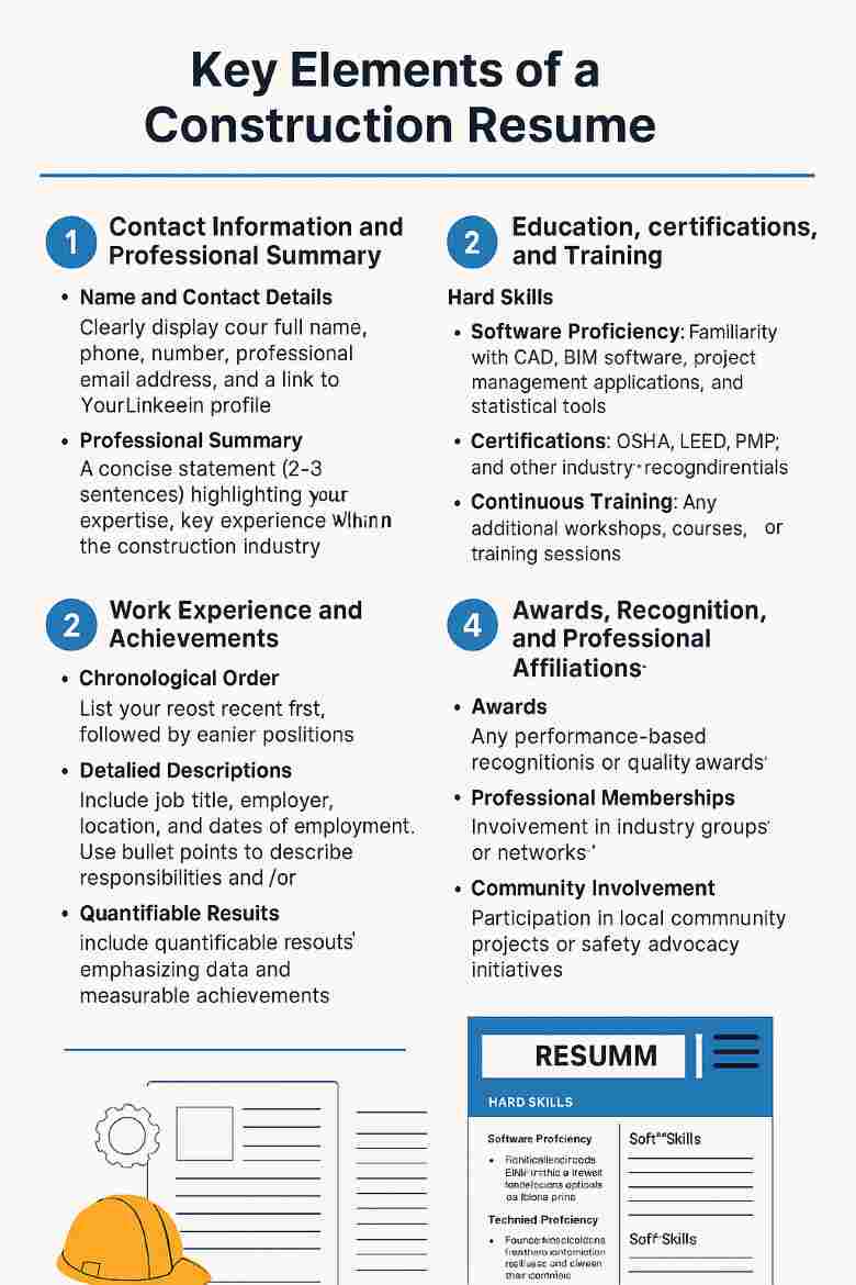 key elements of construction resume