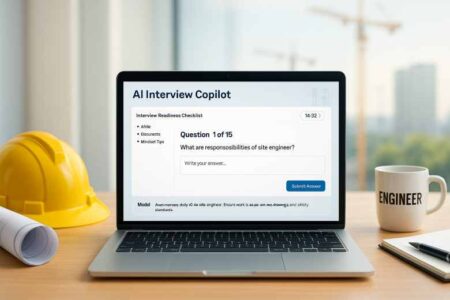AI Interview Copilot interface for civil engineering mock interviews