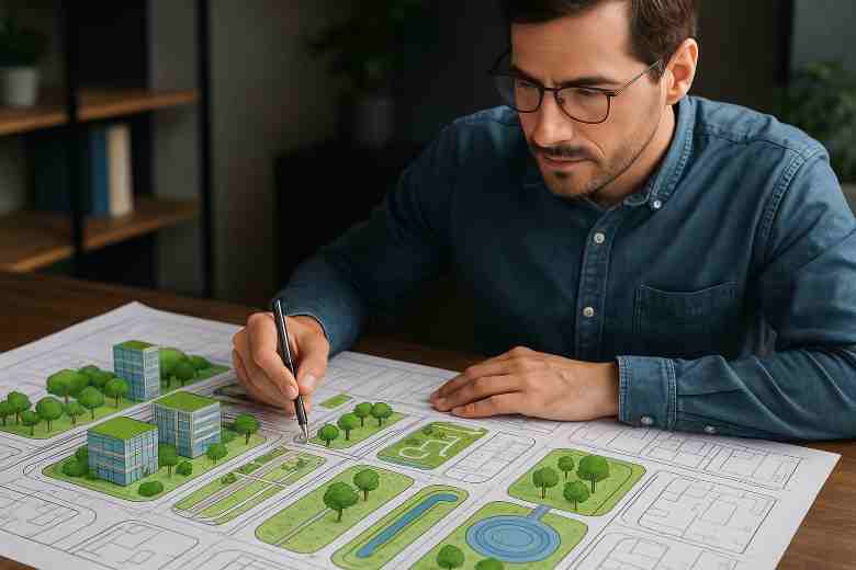 Green infrastructure specialist planning stormwater garden