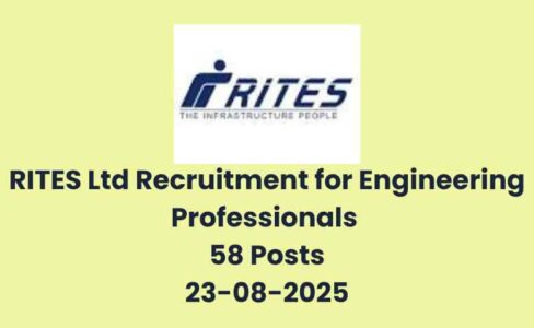 RITES Ltd Recruitment for Engineering Professionals 58 Posts 23-08-2025