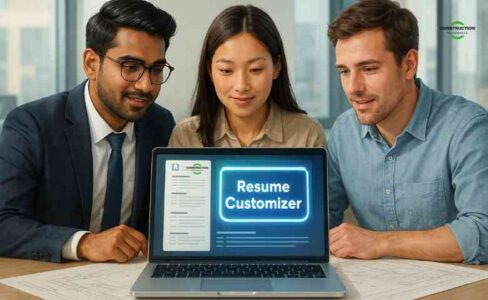 Professionals reviewing an AI-optimised resume on a laptop