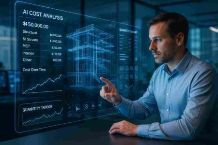 AI software analyzing BIM model for quantity estimation