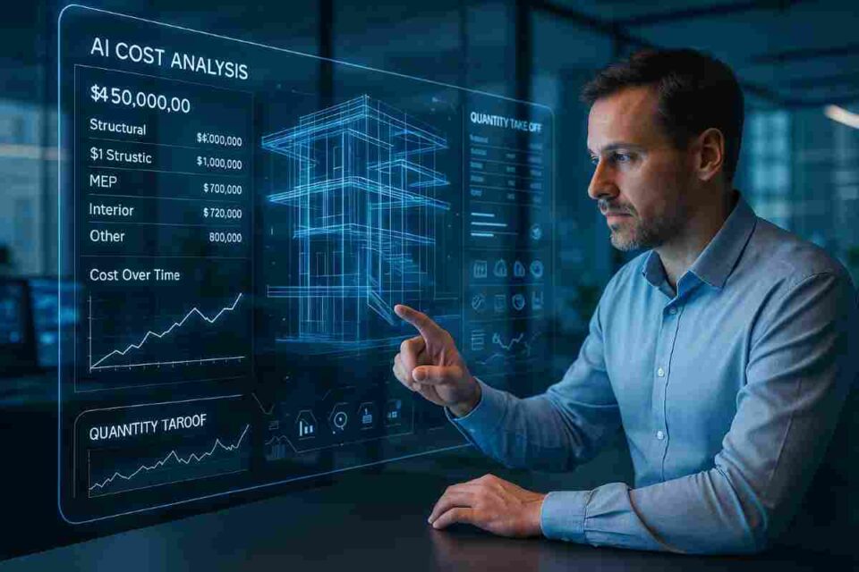AI software analyzing BIM model for quantity estimation