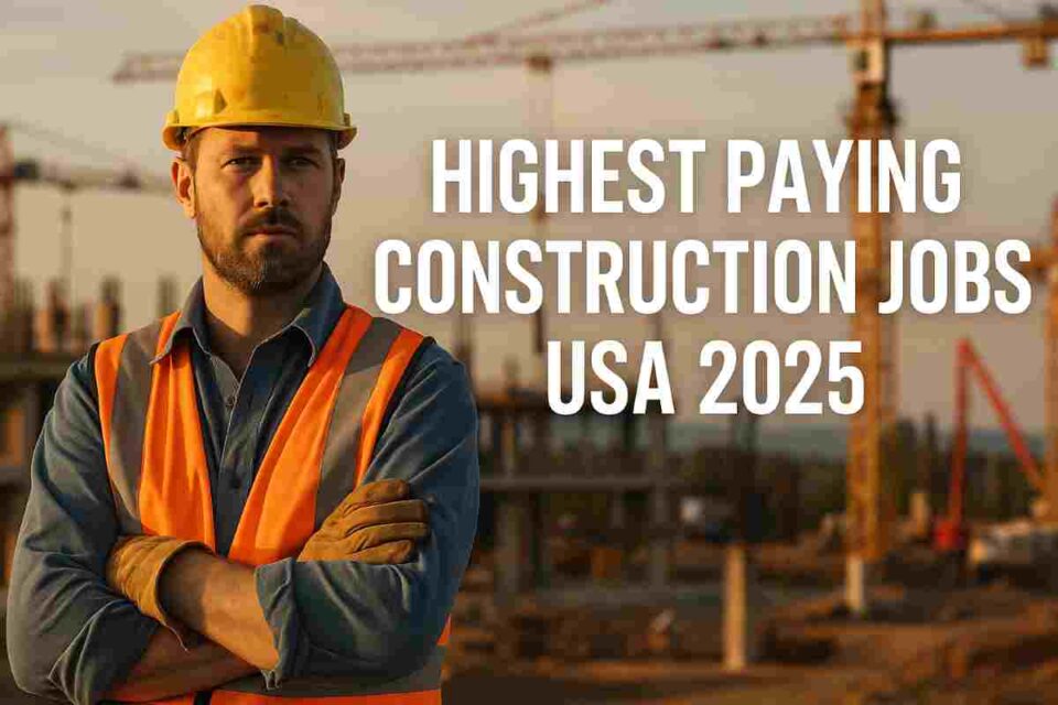 Construction worker at a job site representing highest paying construction jobs in the USA in 2025