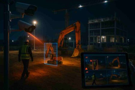 AI surveillance protecting night-shift construction workers and equipment