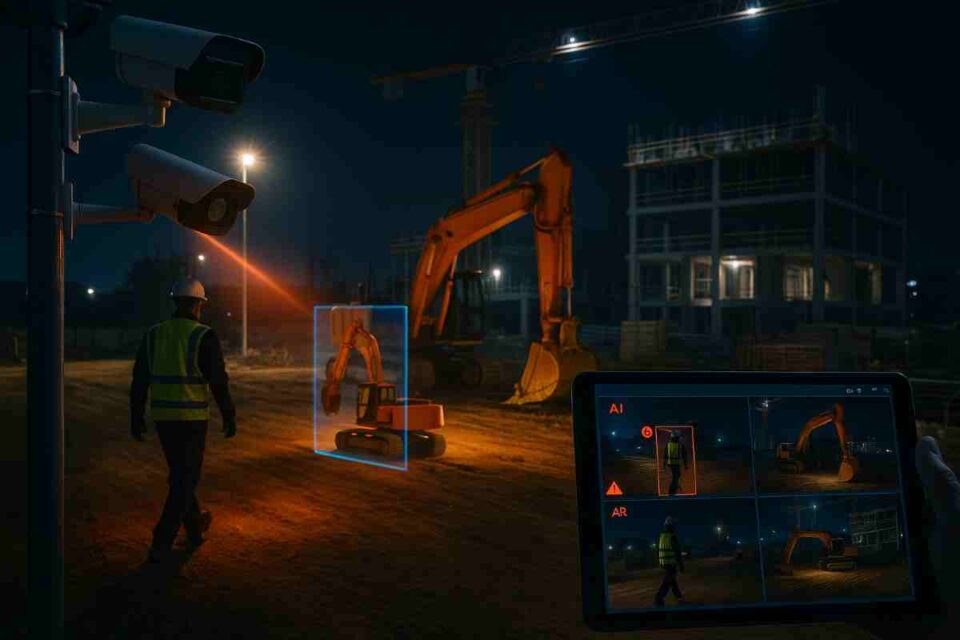 AI surveillance protecting night-shift construction workers and equipment