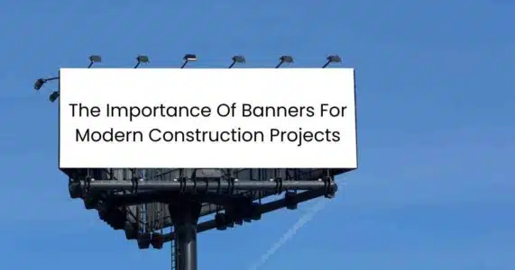 Modern construction site with a tower crane and clean banner layout