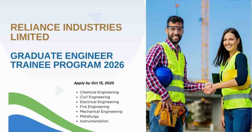 Reliance Industries Graduate Engineer Trainee Program 2026 – Engineers collaborating on innovation