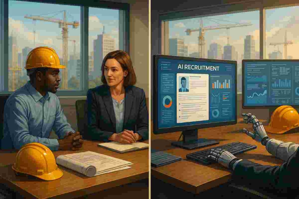 AI and human recruiters in construction hiring
