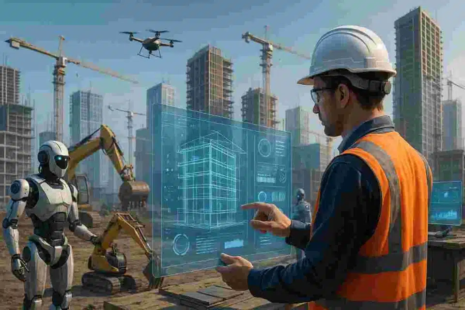 AI transforming the construction industry with robotics, drones, and data visualization
