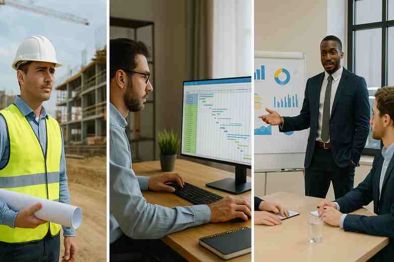 construction job roles site engineer manager office staff