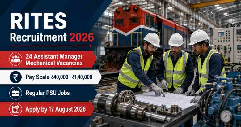 RITES Recruitment 2026 for 24 Assistant Manager Mechanical vacancies across India