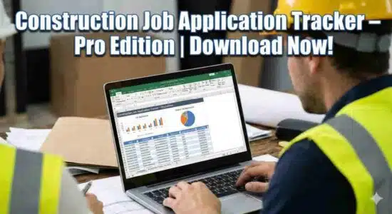 Construction job application tracker Excel dashboard for engineers