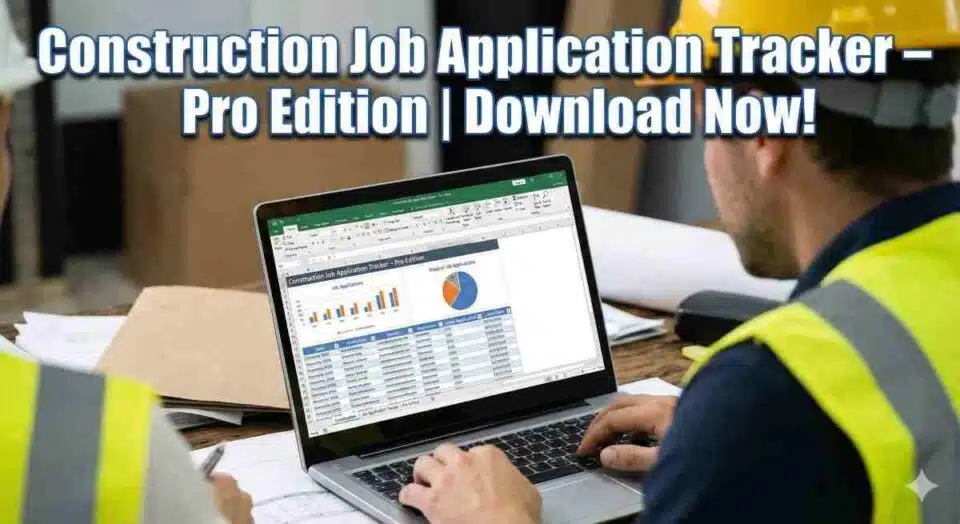 Construction job application tracker Excel dashboard for engineers