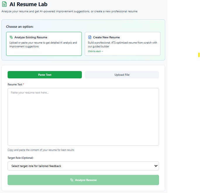 constructioncareerhub - Resume Lab Feature to create fully ATS optimized resumes. 