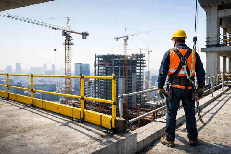 Active vs passive fall protection systems on a high-rise construction site