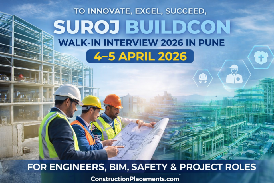 SUROJ Buildcon walk-in interview 2026 in Pune for civil engineers BIM safety and project professionals