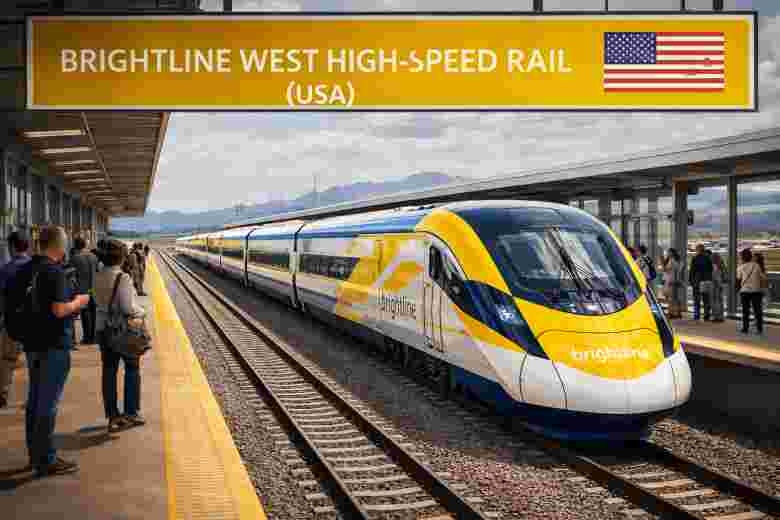 Brightline West at modern station