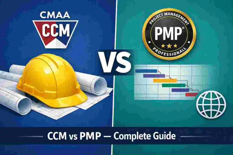 CCM vs PMP certification comparison chart for construction professionals in 2026