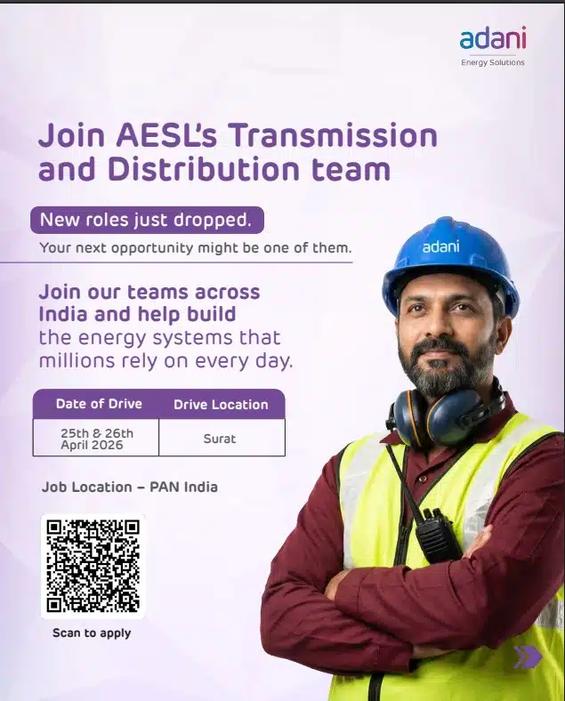 Adani Energy Solutions Walk-In Drive on 25–26 April 2026