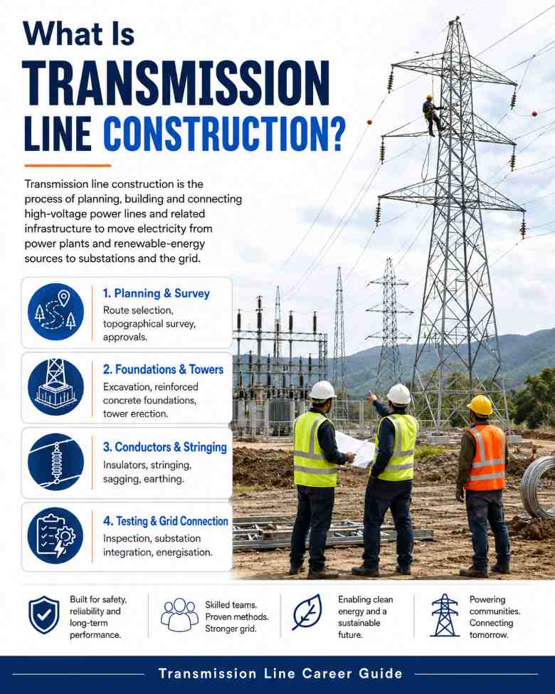 Transmission line construction process explained